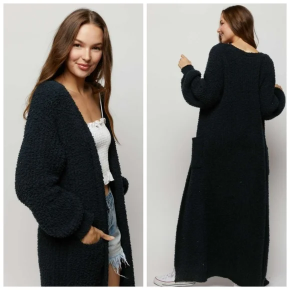 ➡️1 SMALL AVAILABLE⬅️ Full Length Open Front Maxi Cardigan Duster Long Sleeve - Picture 3 of 9